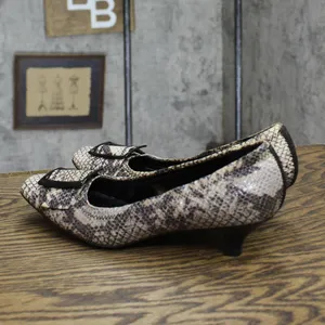 Franco Sarto Womens Vintage Snake Print Short Buckle Heels Python Brown 7M thumbnail 2