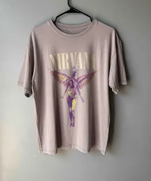 Nirvana In Utero Angel Graphic Band Tee Gray Short Sleeve T-Shirt Women’s S thumbnail 1