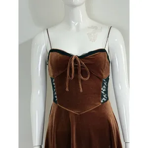 Urban Outfitters Brown Velvet Lace Corset Sleep Dress Fairycore Whimsigoth S thumbnail 5