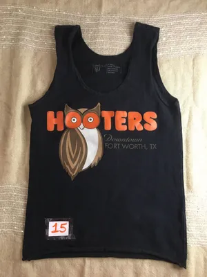 Hooters Girl Worn Uniform Tank From Fort Worth Texas Size XSmall Black thumbnail 4