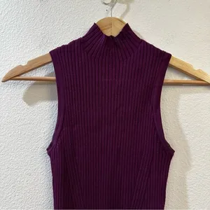 Madewell Ribbed Mock-neck‎ Sweater Tank in Wine Size Small thumbnail 4