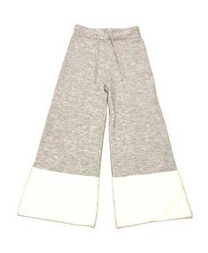World Market Cozy Color Block Wide-Leg Drawstring Pants Gray/Ivory Pull-On S/M thumbnail 1