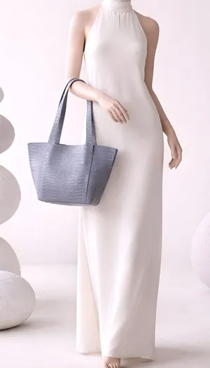 NWT Worthington Gray Croc-Embossed Faux Leather Tote | Style‎ 109-1020-0103-01 thumbnail 1