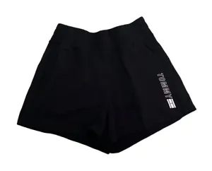 Tommy Hilfiger Athletic Shorts Size S Black Wide Leg Elastic Waist Logo Pockets thumbnail 1