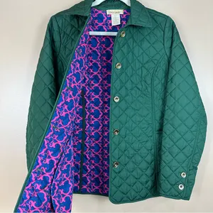 Davina Green Pink Blue Quilted Puffer Jacket Preppy Small Barn Chore Prep thumbnail 3