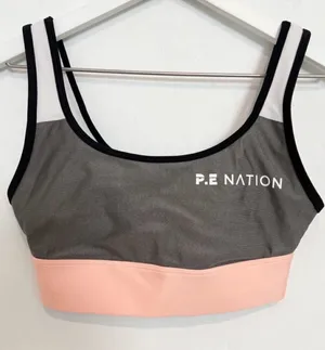 PE‎ Nation Sports Bra Size XS Multi Colorblock Criss Cross Straps Gorp Pilatates thumbnail 1