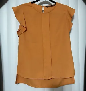 Zara Work Top | Orange Ruffle Sleeve Top thumbnail 1