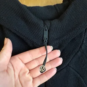 Lululemon‎ Knit Full Zip Hoodie Women Black Cashmere Blend Ribbed Sweater thumbnail 3