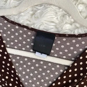 Jtb Brown Polka Dot Babydoll Tie Back Top Flutter Sleeves Cottagecore Dark Fairy thumbnail 5
