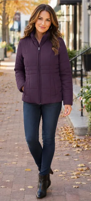 Athletic Works Women's Plum Quilted Puffer Jacket thumbnail 1