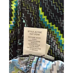 Fig & Flower Wide‎ Leg Pants Size Small Black Blue Lime Coral Abstract Zig Zag thumbnail 6