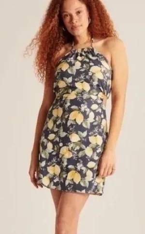 Abercrombie & Fitch Lemon Printed Cut Out Halter Dress thumbnail 1