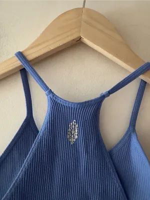 Free People Happiness Runs Crop Ribbed Tank Periwinkle Blue thumbnail 5