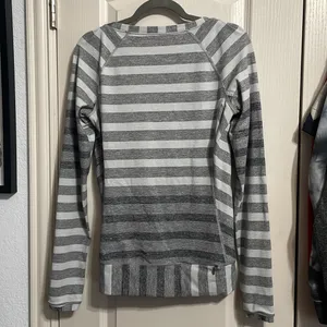 Lululemon Race Your‎ Pace Long Sleeve Marshmallow Stripe Heathered Athleisure thumbnail 4