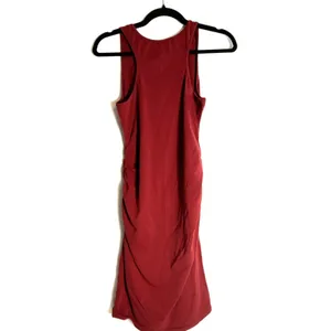 Missufe Maroon Maternity T-Shirt Dress Women's Medium 36" Long Gathered Sides thumbnail 2
