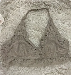 Aerie XL Gray Taupe Lace Halter Bralette Wireless thumbnail 1