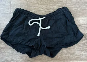 Roxy Black Beach Shorts White Drawstring thumbnail 1