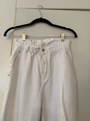 Zara White Paperbag Waist jeans Sz 2 thumbnail 2