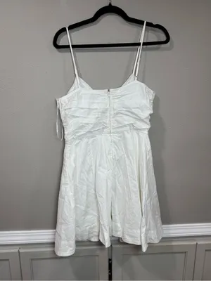 NWT Camille Tie Front Mini Dress White Size L thumbnail 3