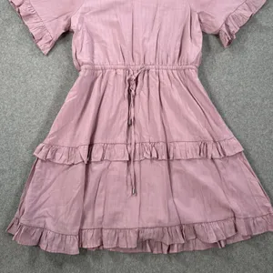 L Love V-Neck Ruffle Tiered Dress Size Small Purple Short Sleeve V-Neck Flare thumbnail 5
