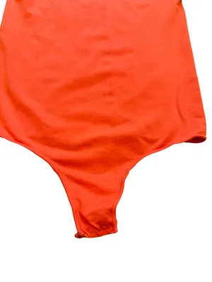 Skims Seamless Sculpt Thong Short Sleeve Bodysuit Bright Orange Size Small Med thumbnail 4