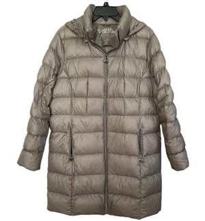Michael Kors Packable Down Fill Taupe Brown‎ Tan Long Jacket Coat XL thumbnail 1