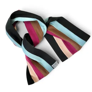 Vintage Pure New Wool Colorful Striped Reversible Muffler Scarf Made in England thumbnail 7