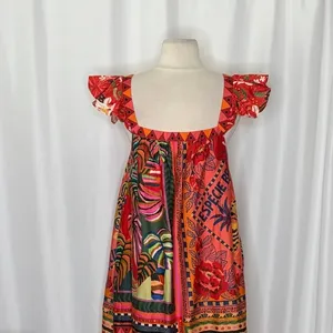 Anthropologie FARM RIO Mosaic Midi Dress Cotton Pockets Colorful Tropical Medium thumbnail 10