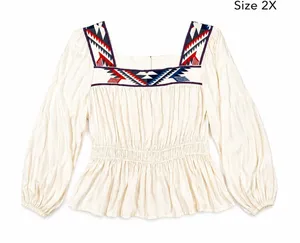 Ariat Chimayo Collection XXL Southwestern Embroidered Peasant Top Western Boho thumbnail 1