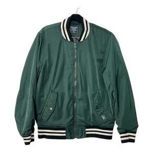 Abercrombie & Fitch Mens M Green Varsity Bomber Jacket Ribbed Collar Zip Up thumbnail 1
