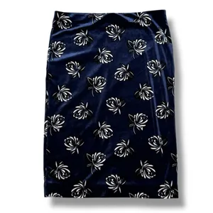 Loft Floral‎ Print Velvet Straight Pencil Skirt Navy Blue Medium thumbnail 13