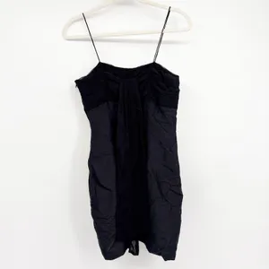 Odessa Womens Black 100% Silk Ruched 90s Whimsigoth Cocktail Mini Dress Size‎ 6 thumbnail 7