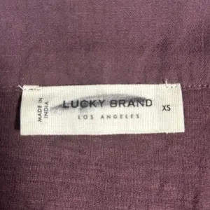 Lucky Brand Square Neck Peplum Top‎ Tassel Drawstring Burgundy XS thumbnail 3