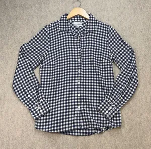 J.Crew Perfect Shirt Navy White Gingham Button‎ Down Long Sleeve Top Sz 6 School thumbnail 1