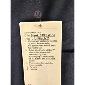 NWT Lululemon Womens True Navy City Sleek 5 Pocket Wide Leg Utilitech Pants 31 thumbnail 3