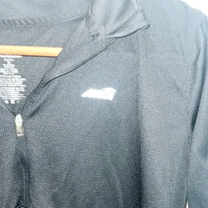 Avia Black Long Sleeve Ruched Tie Side Thumbhole Quarter Zip Active Top thumbnail 3