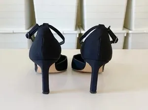 Vintage 90s Strappy Pointed Toe Heels Black Size 6 thumbnail 5