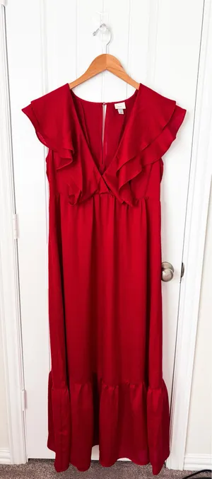 A New Day Women’s Flutter Short Sleeve Maxi Dress Red Size Large thumbnail 2