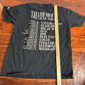 Taylor Swift The Eras Tour Black‎ Graphic T-Shirt Concert Merch Small US Dates thumbnail 7