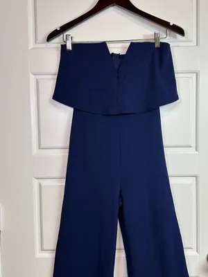 Lulus Women’s Power of Love Navy Blue Strapless Stretch Knit Jumpsuit Size XS thumbnail 3