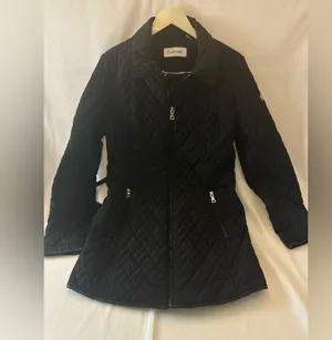 Calvin Klein women’s size large quilted black jacket thumbnail 1