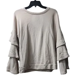 Penelope Project Ruffle Sleeve Sweatshirt Keyhole Back Casual‎ Top L thumbnail 1