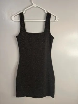Forever 21 Black Sparkle Mini Dress with Subtle Slit Size Small thumbnail 9