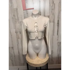 Edikted White Ring Detail Long Sleeve Crop Top Size XLARGE thumbnail 4