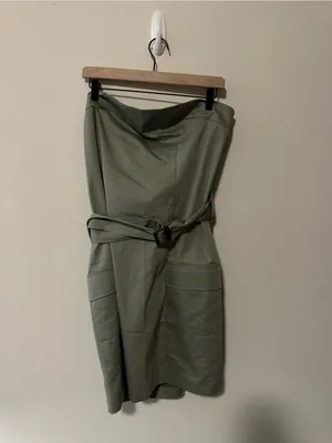 NWT Abercrombie and fitch strapless utility mini dress army green XL TALL thumbnail 7