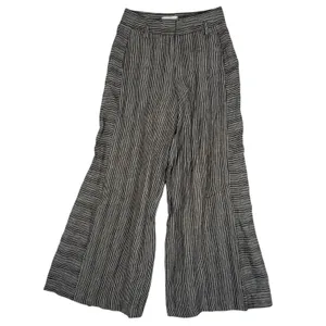 Anthropologie Ett Twa Pants Womens‎ 0 Brown White Wide Leg Striped Sailor Linen thumbnail 2