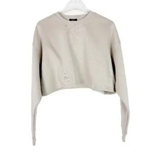 NWT IVL Collective Cropped Crewneck Sweatshirt Cotton Fleece Stone Size Medium M thumbnail 2