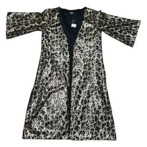 L&B Open Front Mid Length Kimono Leopard Sequin Small thumbnail 6