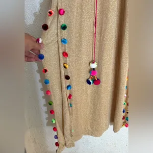 Pitusa Santorini Tan Maxi Dress with Pom Pom Trim petite size thumbnail 5