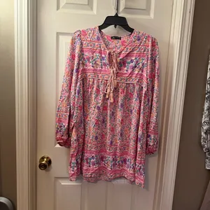 Floral Pink Tunic Top Size L thumbnail 4
